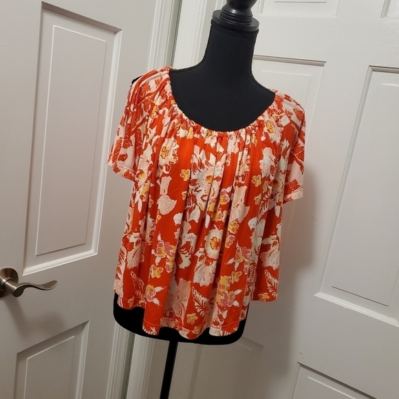 NWT Free People Strawberry Combo Baja Babe Cold Shoulder Top Size XS Ret. $78 - Picture 2 of 13